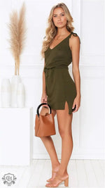 Asymmetric Lace Up Dress - QH Clothing