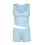 Asymmetric Pajama Set - S / skyblue - Clothing