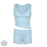 Asymmetric Pajama Set - S / skyblue - Clothing