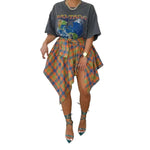 Asymmetric Plaid Tied Skirt - QH Clothing