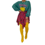 Asymmetric Plaid Tied Skirt - QH Clothing