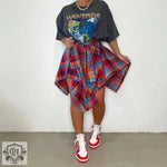 Asymmetric Plaid Tied Skirt - QH Clothing