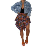 Asymmetric Plaid Tied Skirt - QH Clothing