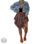 Asymmetric Plaid Tied Skirt - QH Clothing