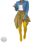 Asymmetric Plaid Tied Skirt - QH Clothing