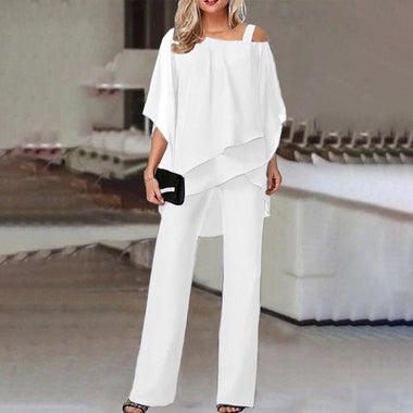 Asymmetric Short Sleeve Top & Matching Trousers - Clothing