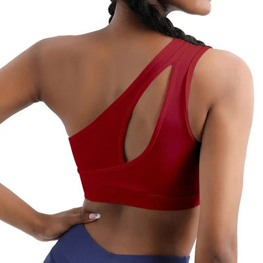 Asymmetric Shoulder Sports Bra - QH Clothing