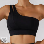 Asymmetrical Double Strap Yoga Bra - QH Clothing