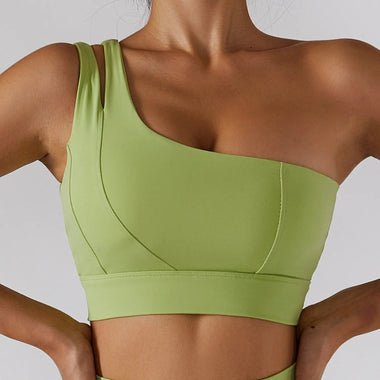 Asymmetrical Double Strap Yoga Bra - QH Clothing