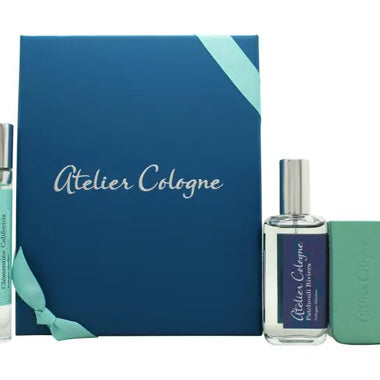 Atelier Cologne Presentset featuring blue and mint green cologne absolue gift set