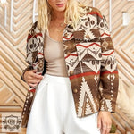 Autumn Winter Aztec Jacket Thick Retro Aztec Printed Woolen Coat