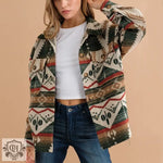 Autumn Winter Aztec Jacket Thick Retro Aztec Printed Woolen Coat