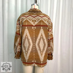 Autumn Winter Aztec Jacket Thick Retro Aztec Printed Woolen Coat