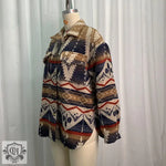 Autumn Winter Aztec Jacket Thick Retro Aztec Printed Woolen Coat