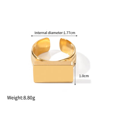 18k gold fashionable simple rectangular design versatile ring - QH Clothing