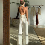 Backless Halter Top & Split Leg Trousers - Clothing