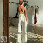 Backless Halter Top & Split Leg Trousers - Clothing