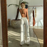 Backless Halter Top & Split Leg Trousers - Clothing