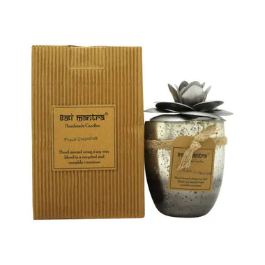 Bali Mantra Camellia Glass Silver Candle 500g - Peach Grapefruit - Shower & Body Care