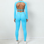 Bare Back Top & Yoga Trousers - S / Blue - Clothing