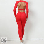 Bare Back Top & Yoga Trousers - S / Red - Clothing