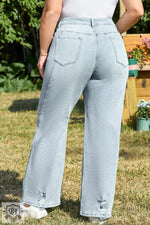 Beau Blue Light Wash Exposed Seam Plus Size Jeans - Plus Size/Plus Size Bottoms