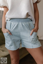 Beau Blue Light Wash Pocketed Wide Leg Denim Shorts - Beau Blue / 4 / 75% Cotton + 25% Polyester - Bottoms/Denim Shorts