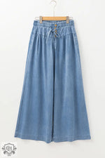 Beau Blue Mineral Wash Button Fly Waist Wide Leg Jeans - Bottoms/Jeans