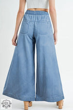 Beau Blue Mineral Wash Button Fly Waist Wide Leg Jeans - Bottoms/Jeans