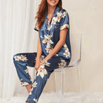 Beautiful Patterned Short Sleeve Pajama Set - QH Clothing