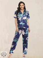 Beautiful Patterned Short Sleeve Pajama Set - QH Clothing