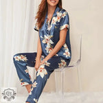 Beautiful Patterned Short Sleeve Pajama Set - QH Clothing