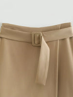 Belted Elegant High Waist Skirt - QH Clothing