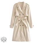 Belted Trench Coat Faux Leather - QH Clothing