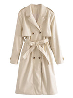 Belted Trench Coat Faux Leather - QH Clothing