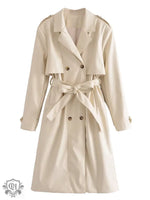 Belted Trench Coat Faux Leather - QH Clothing