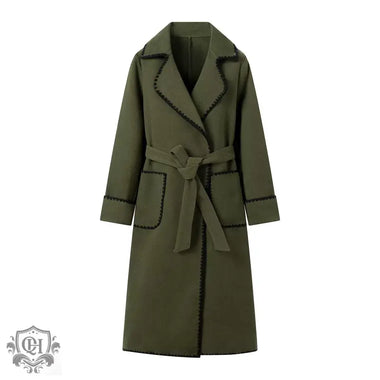 French Belted Woolen Coat - QH Clothing