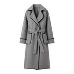 French Belted Woolen Coat - QH Clothing