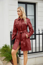 Belted Autumn Leather Coat - QH Clothing