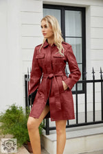 Belted Autumn Leather Coat - QH Clothing