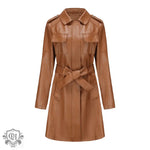 Belted Autumn Leather Coat - QH Clothing