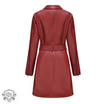 Belted Autumn Leather Coat - QH Clothing