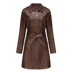 Belted Autumn Leather Coat - QH Clothing