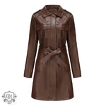 Belted Autumn Leather Coat - QH Clothing