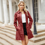 Belted Autumn Leather Coat - QH Clothing