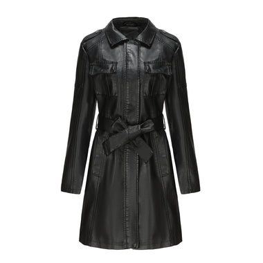 Belted Autumn Leather Coat - QH Clothing