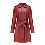 Belted Autumn Leather Coat - QH Clothing