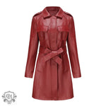 Belted Autumn Leather Coat - QH Clothing