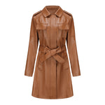 Belted Autumn Leather Coat - QH Clothing