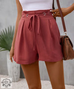 High Waist Belted Summer Shorts - QH Clothing